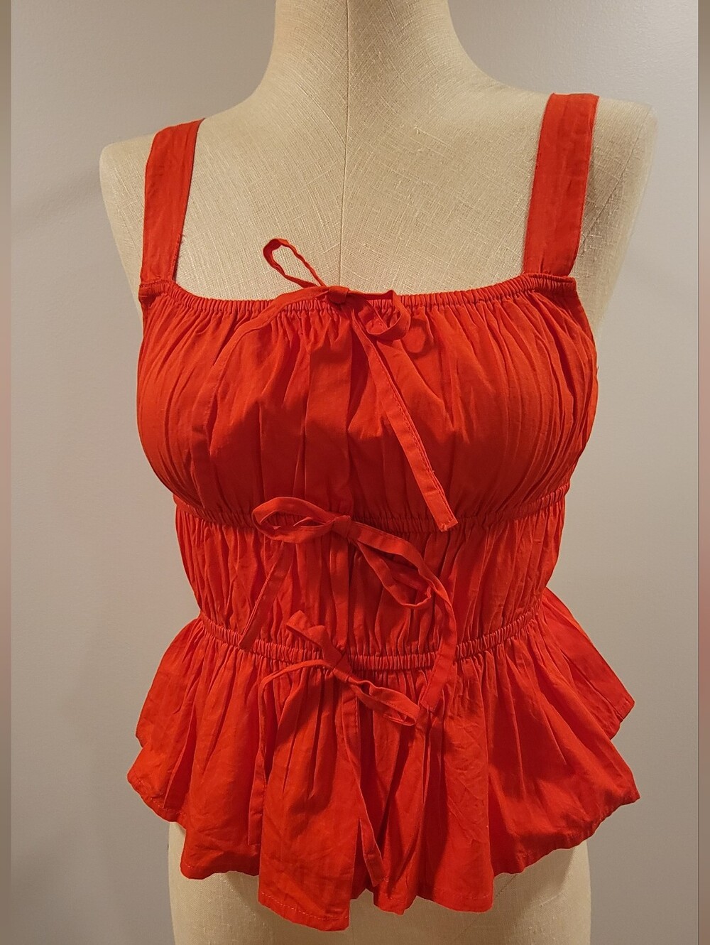 Sim & Sam Red Women's Peplum Tie-Front Tank Top